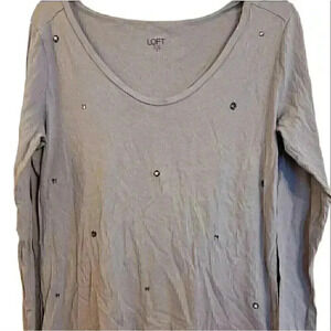 Loft Women's  Loft Thin‎ Grey Pullover Top Medium Studded